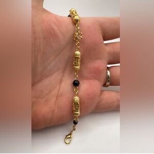 Beautiful Gold and Black Gold Filled Beaded Bracelet